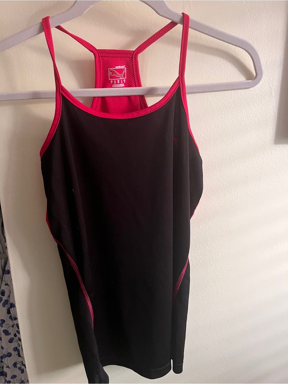 Puma Black Tank Top with Pink Trim